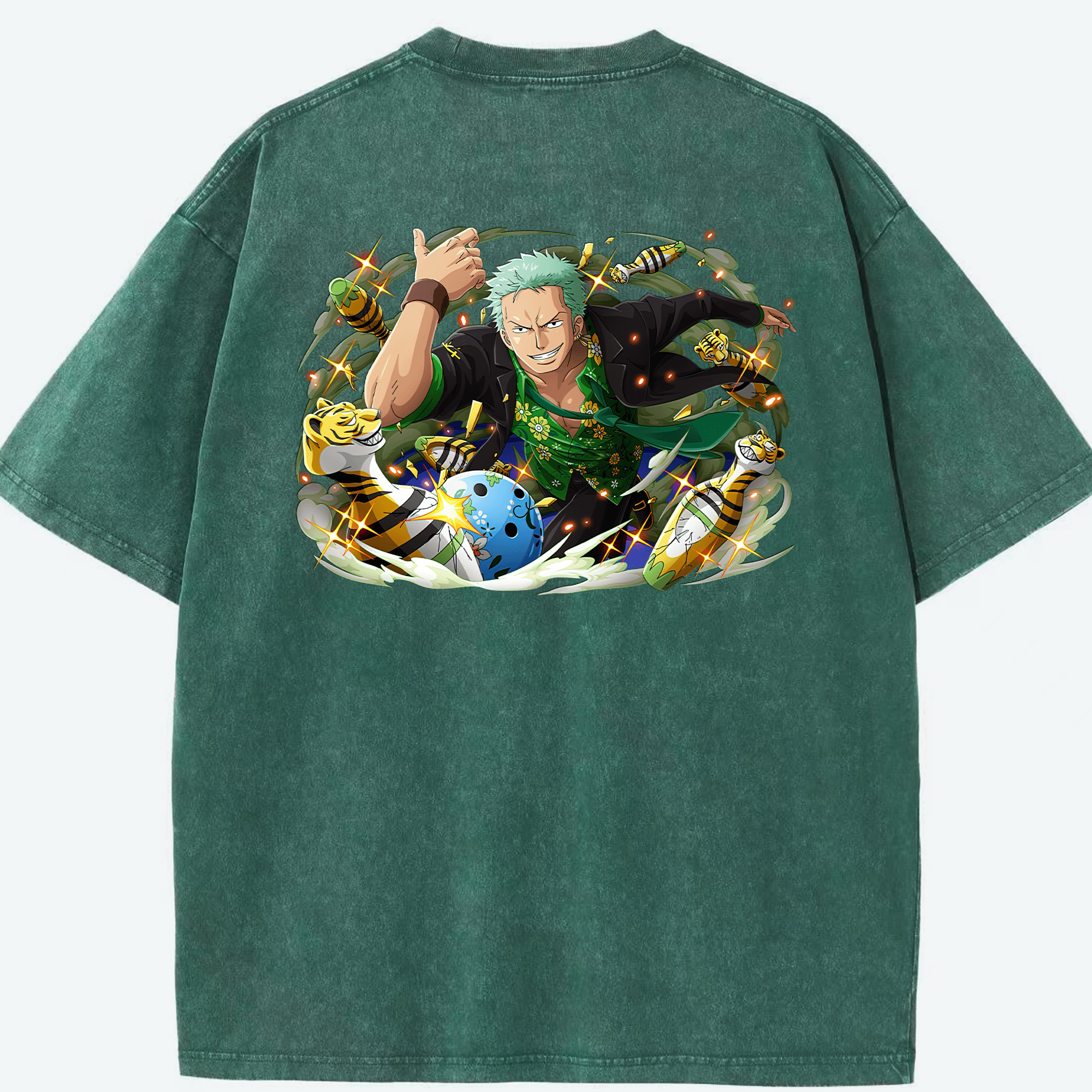 ワンピース ロロノア・ゾロ ONE PIECE Roronoa Zoro 綿100% ヴィンテージ風 半袖Tシャツ（背面プリント）